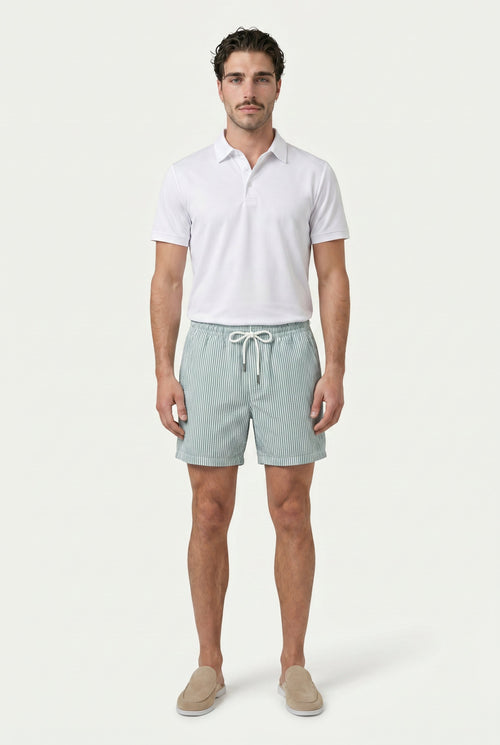 Amalfi Badeshorts Grøn-hvid-stribet