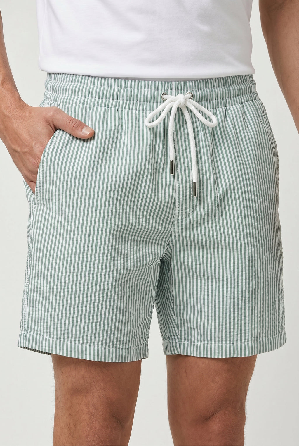 Amalfi Badeshorts Grøn-hvid-stribet
