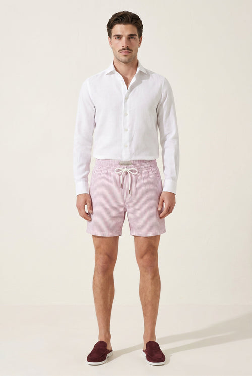 Amalfi badeshorts lyserød/hvid stribet