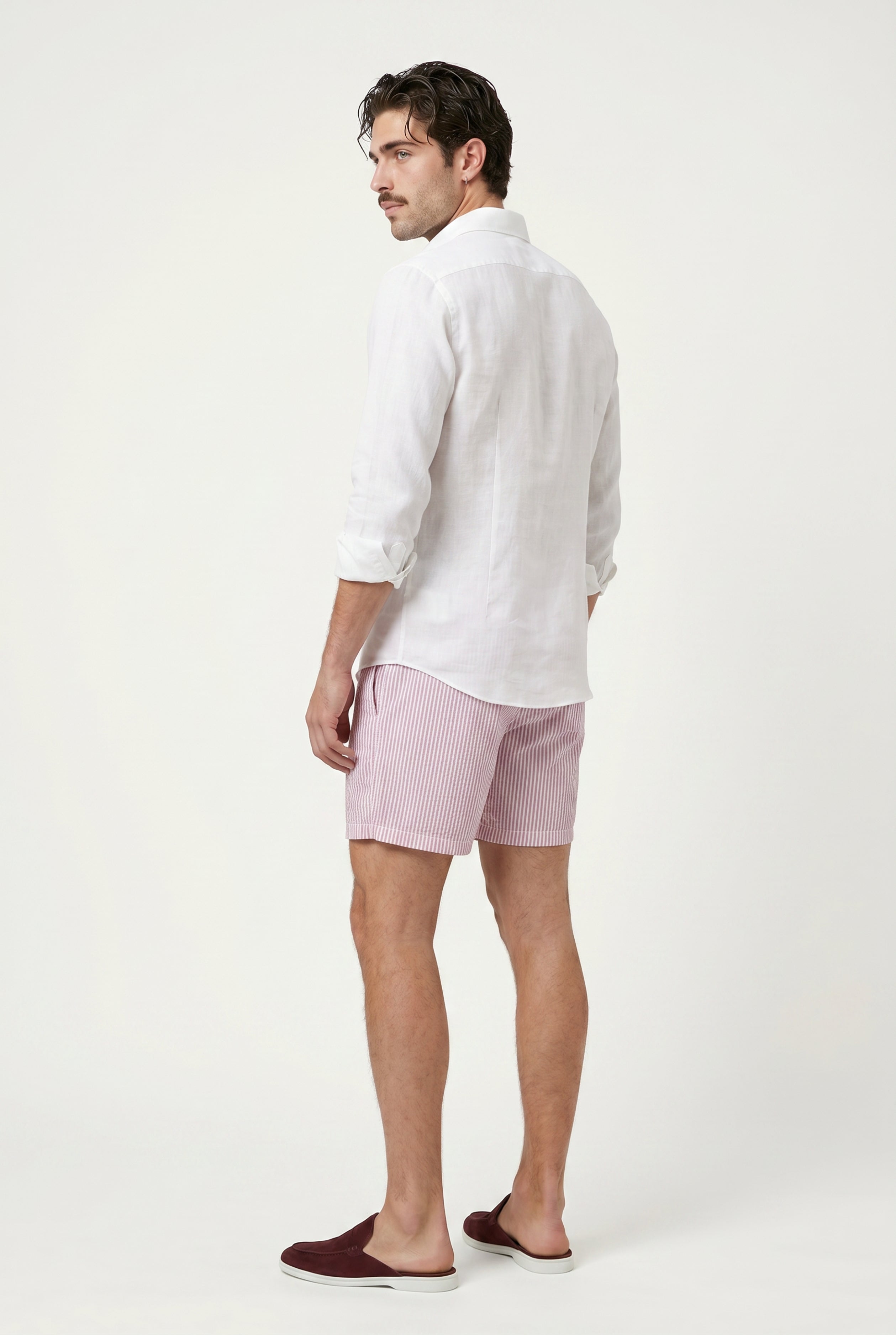 Amalfi badeshorts lyserød/hvid stribet