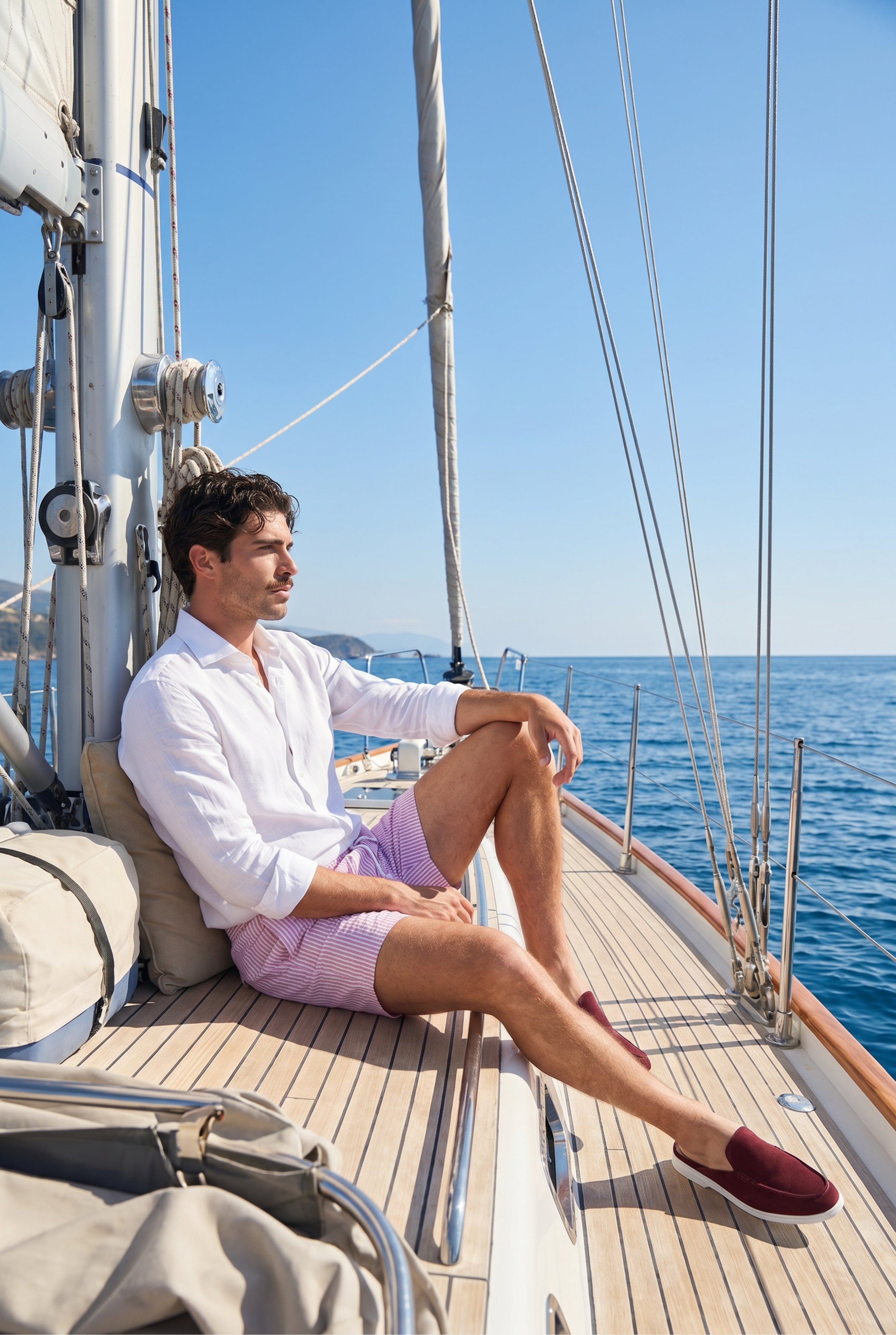 Amalfi badeshorts lyserød/hvid stribet