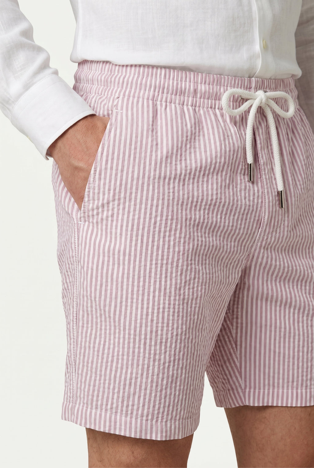 Amalfi badeshorts lyserød/hvid stribet