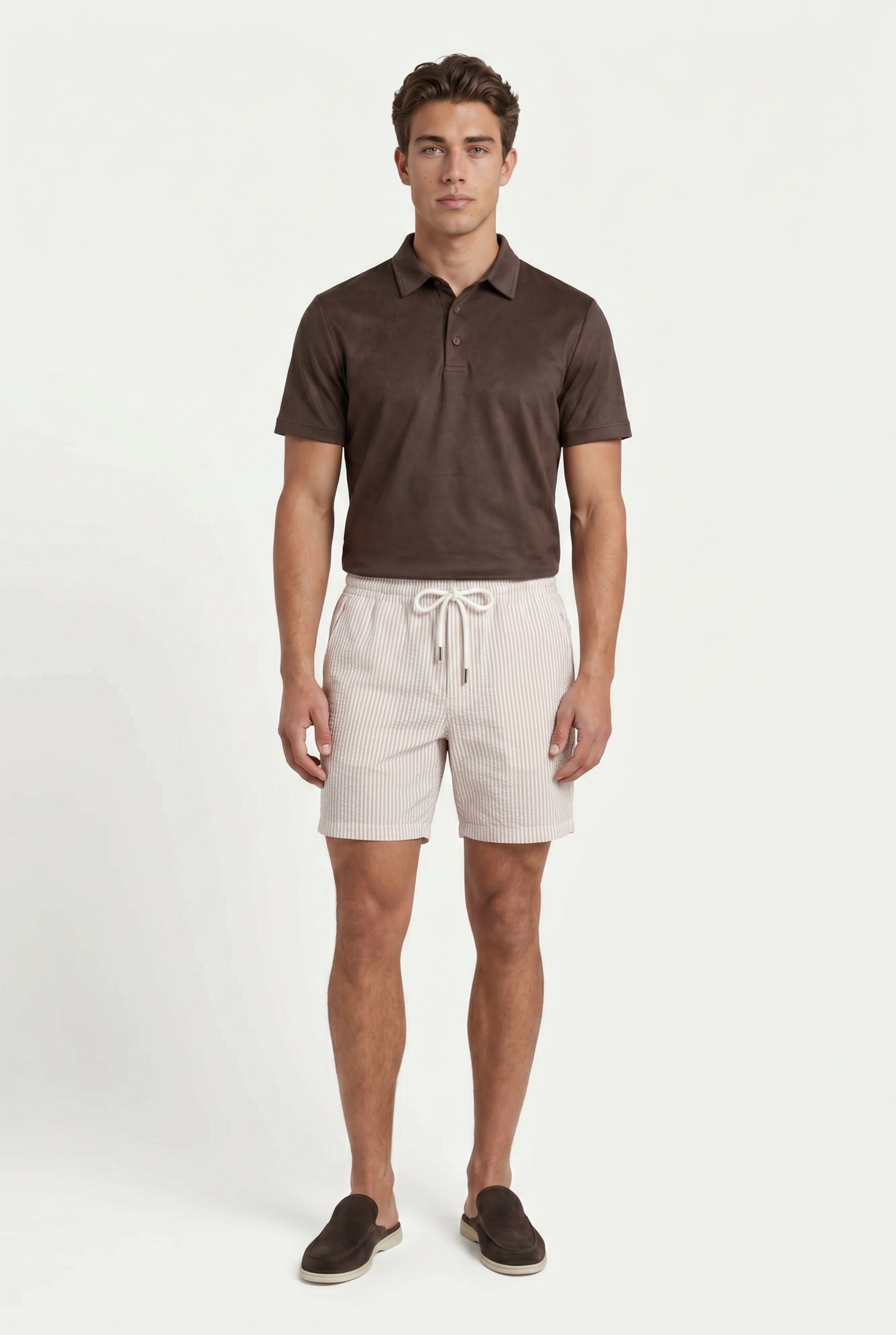 Amalfi badeshorts sand/hvid stribe