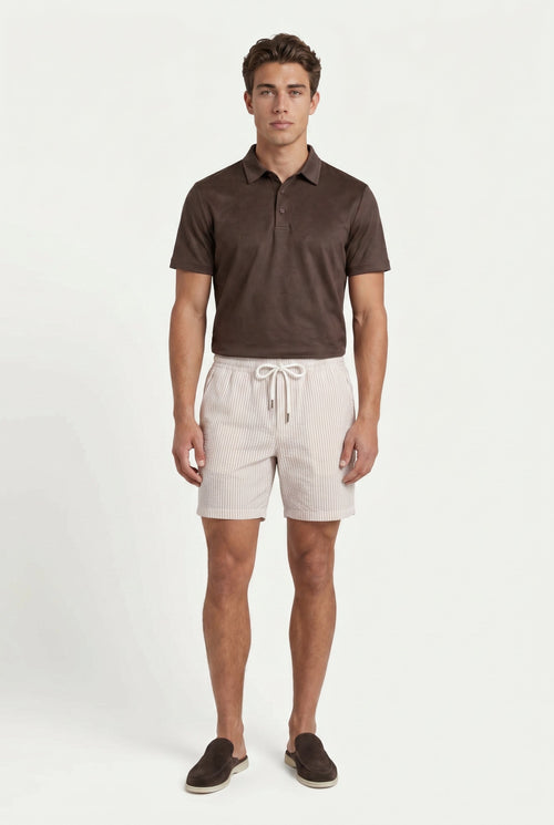 Amalfi badeshorts sand/hvid stribe