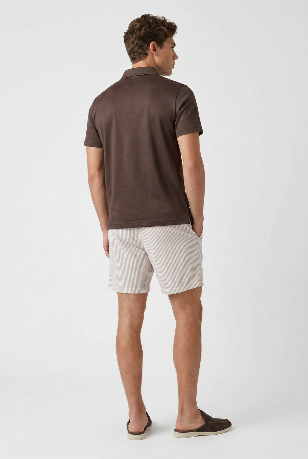 Amalfi badeshorts sand/hvid stribe