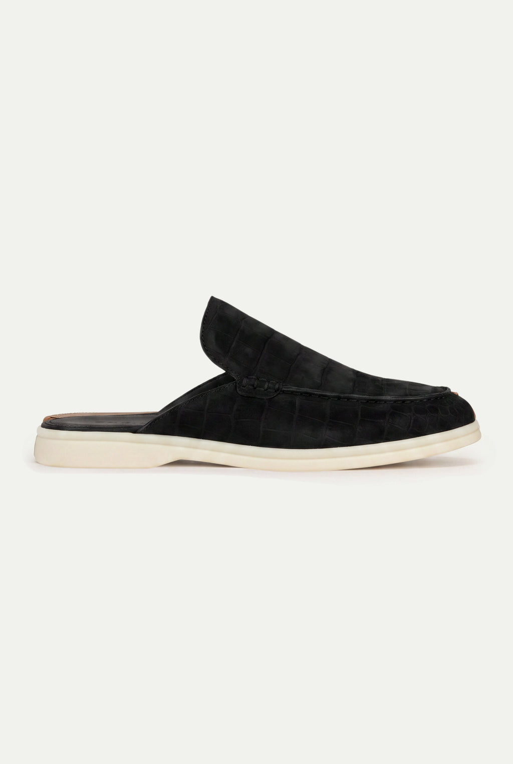 Yacht Mule nubuck krokodille sort