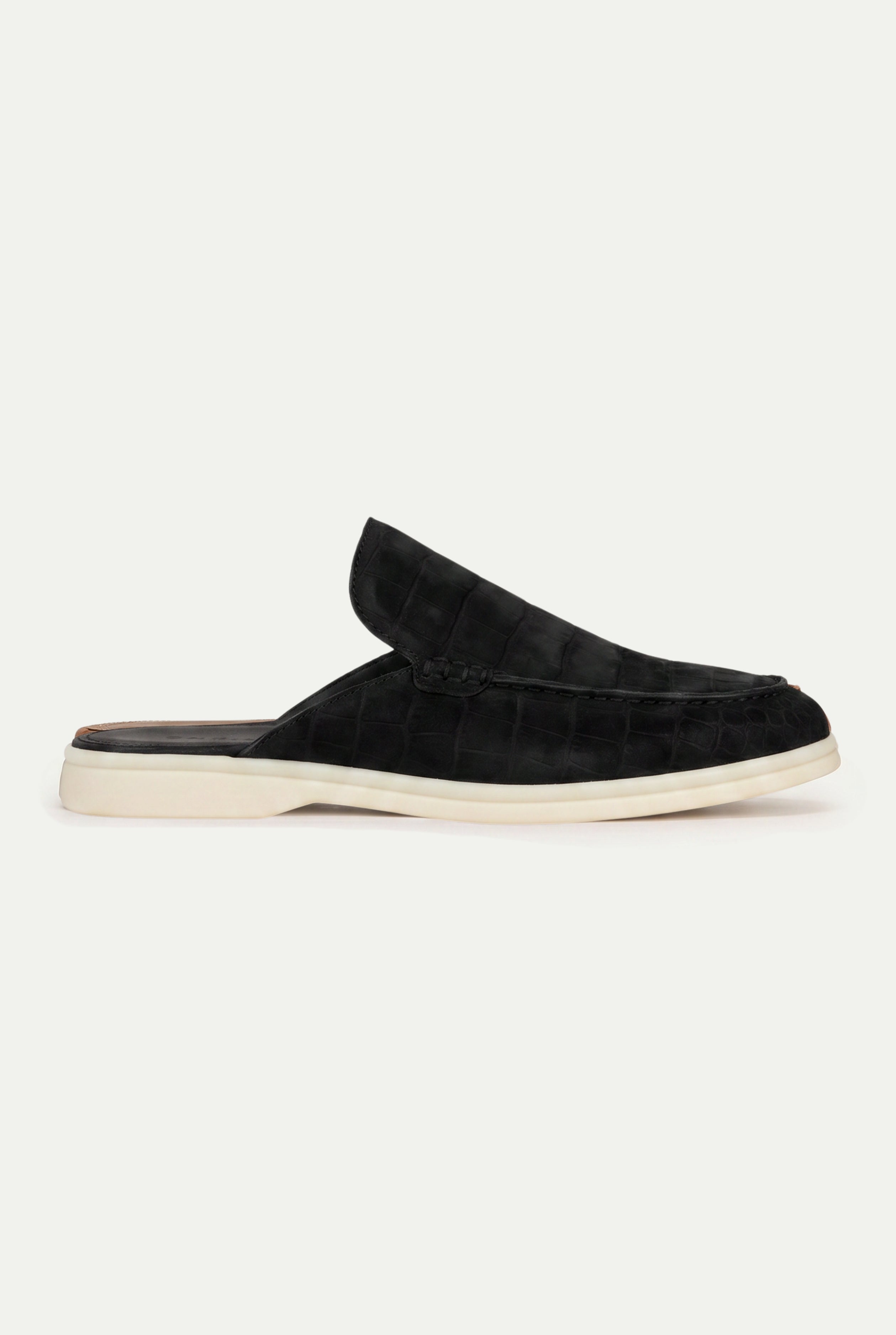 Yacht Mule nubuck krokodille sort