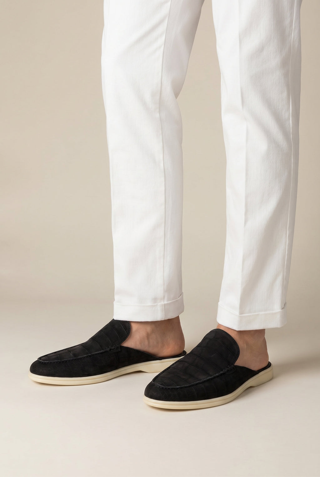 Yacht Mule nubuck krokodille sort
