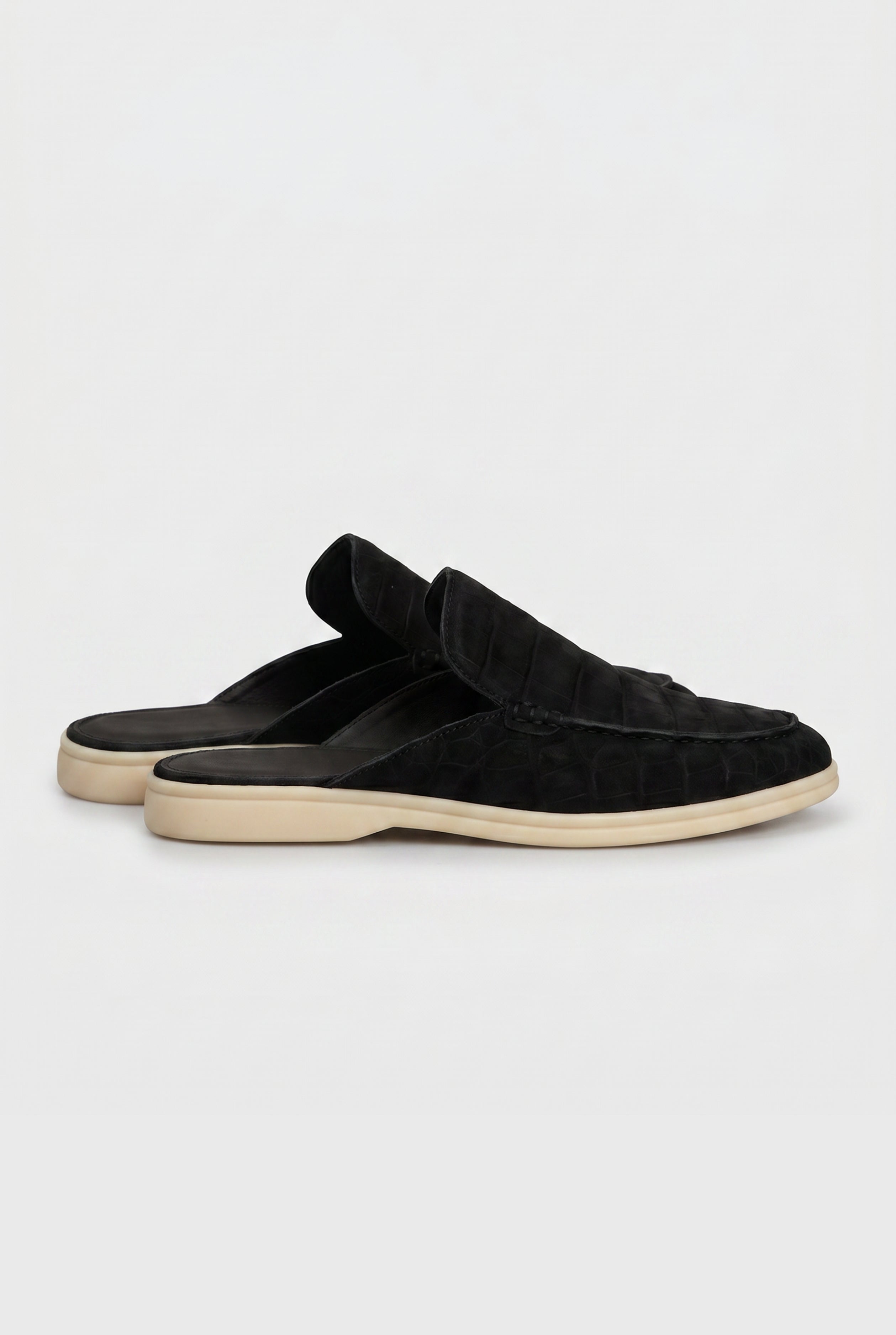 Yacht Mule nubuck krokodille sort