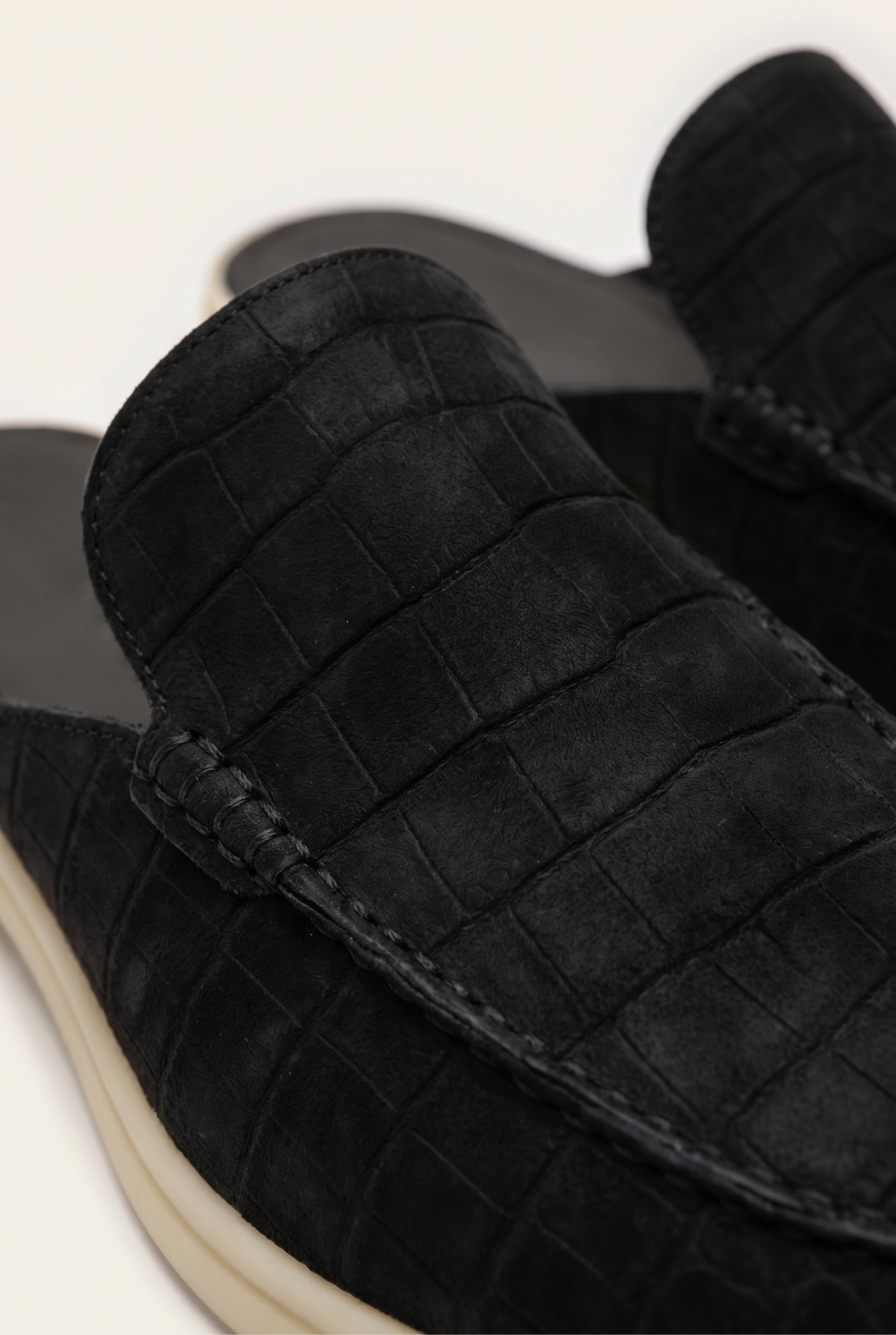 Yacht Mule nubuck krokodille sort