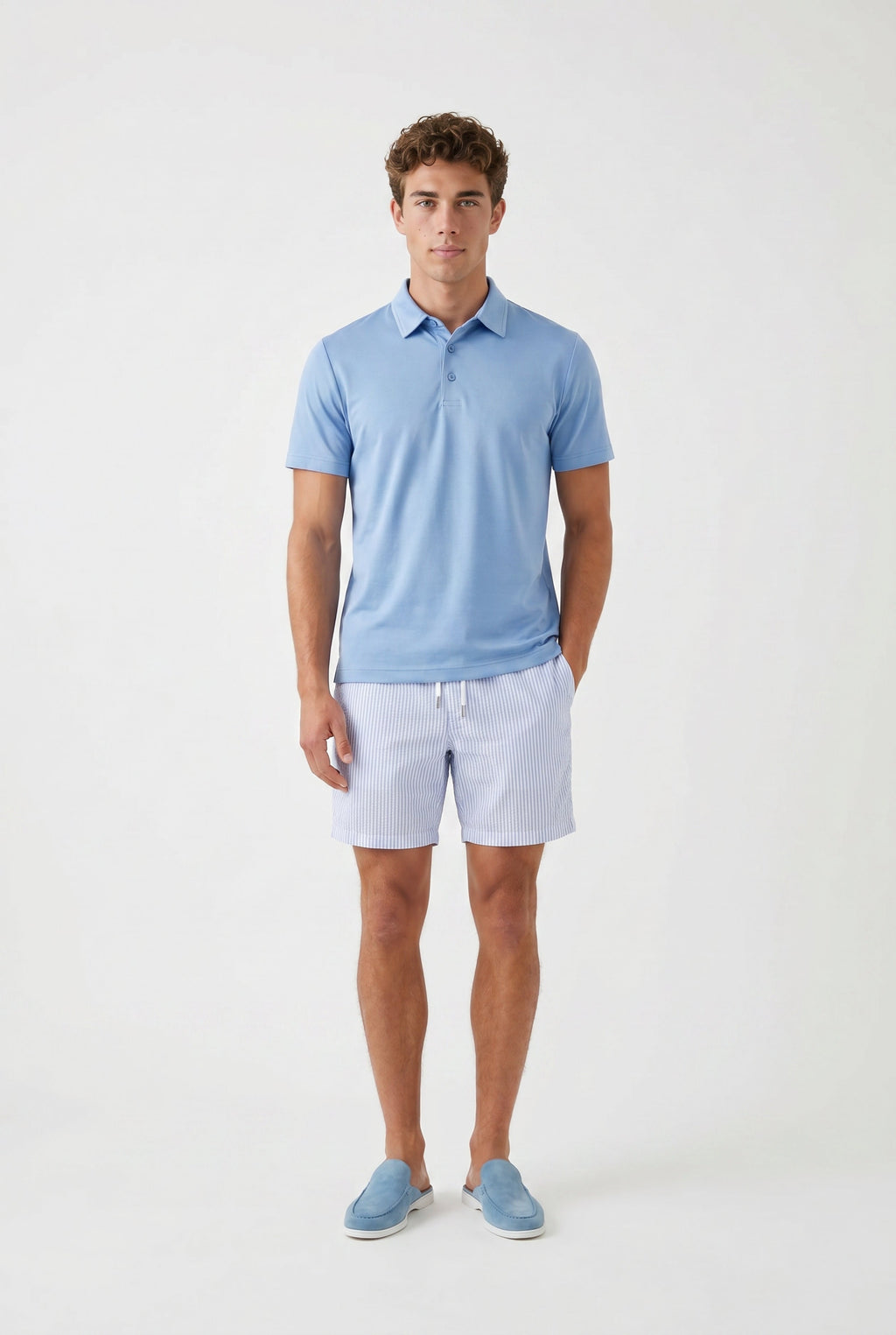 Amalfi badeshorts blå/hvid stribet