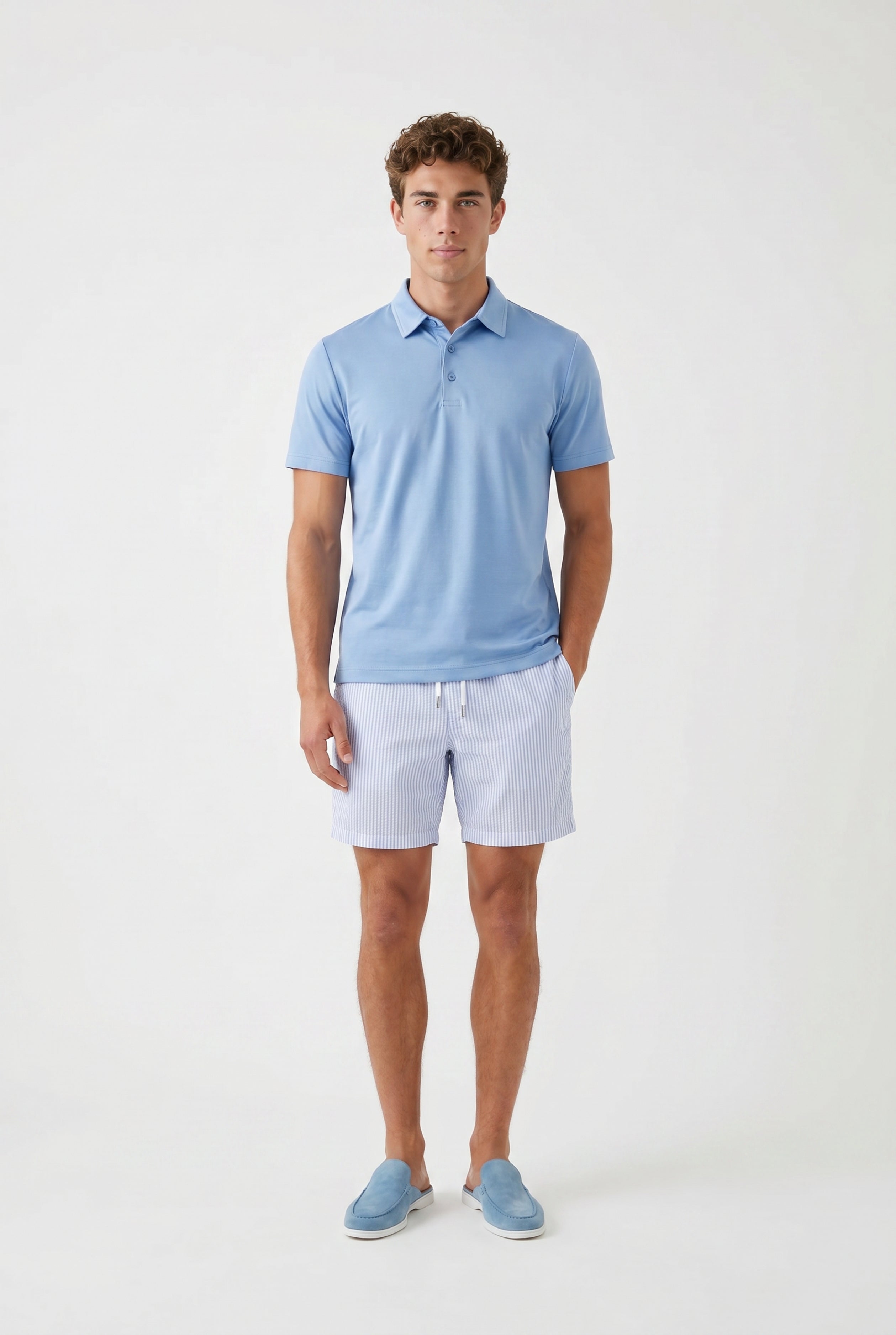 Amalfi badeshorts blå/hvid stribet