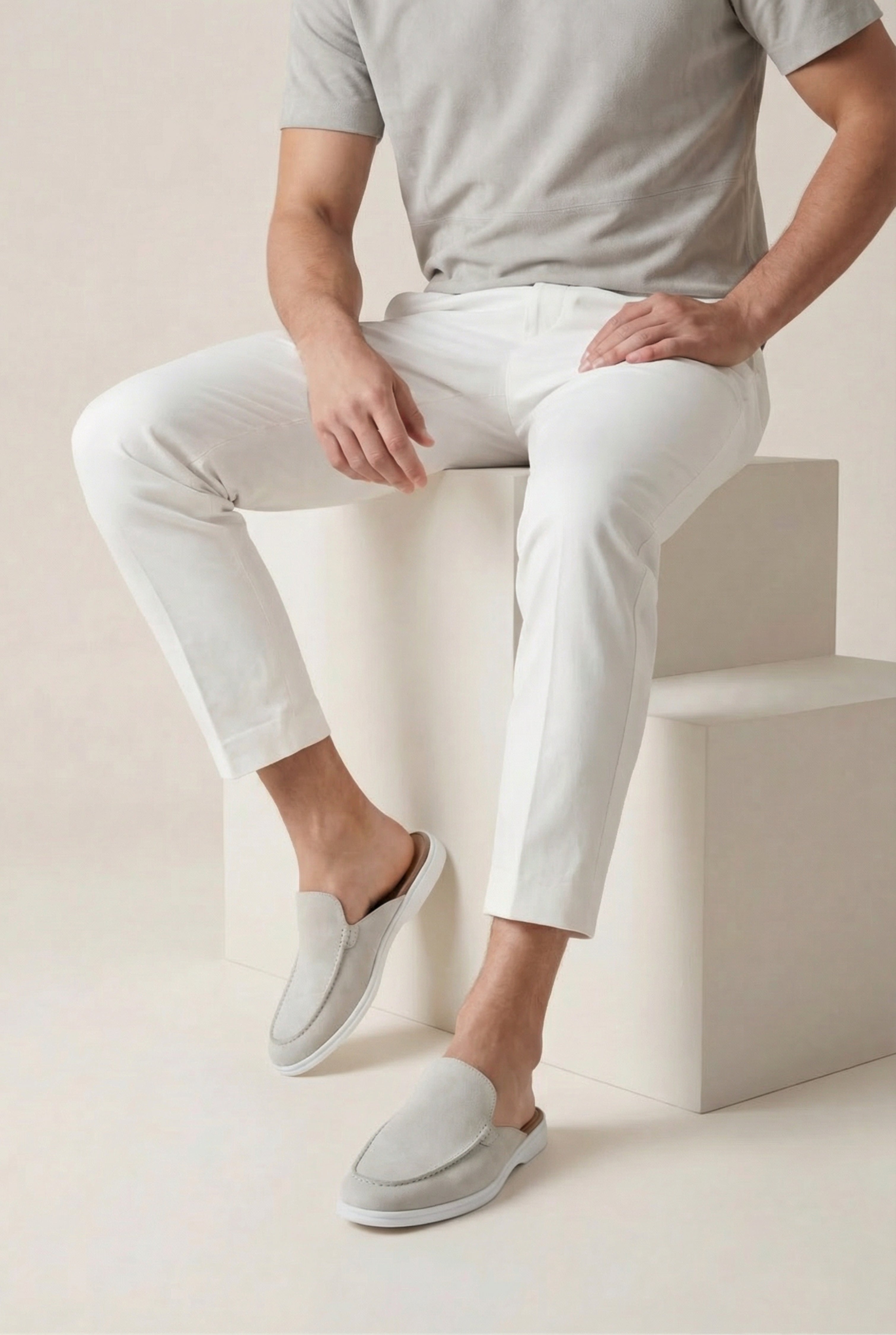 Yacht ruskind mule hvid