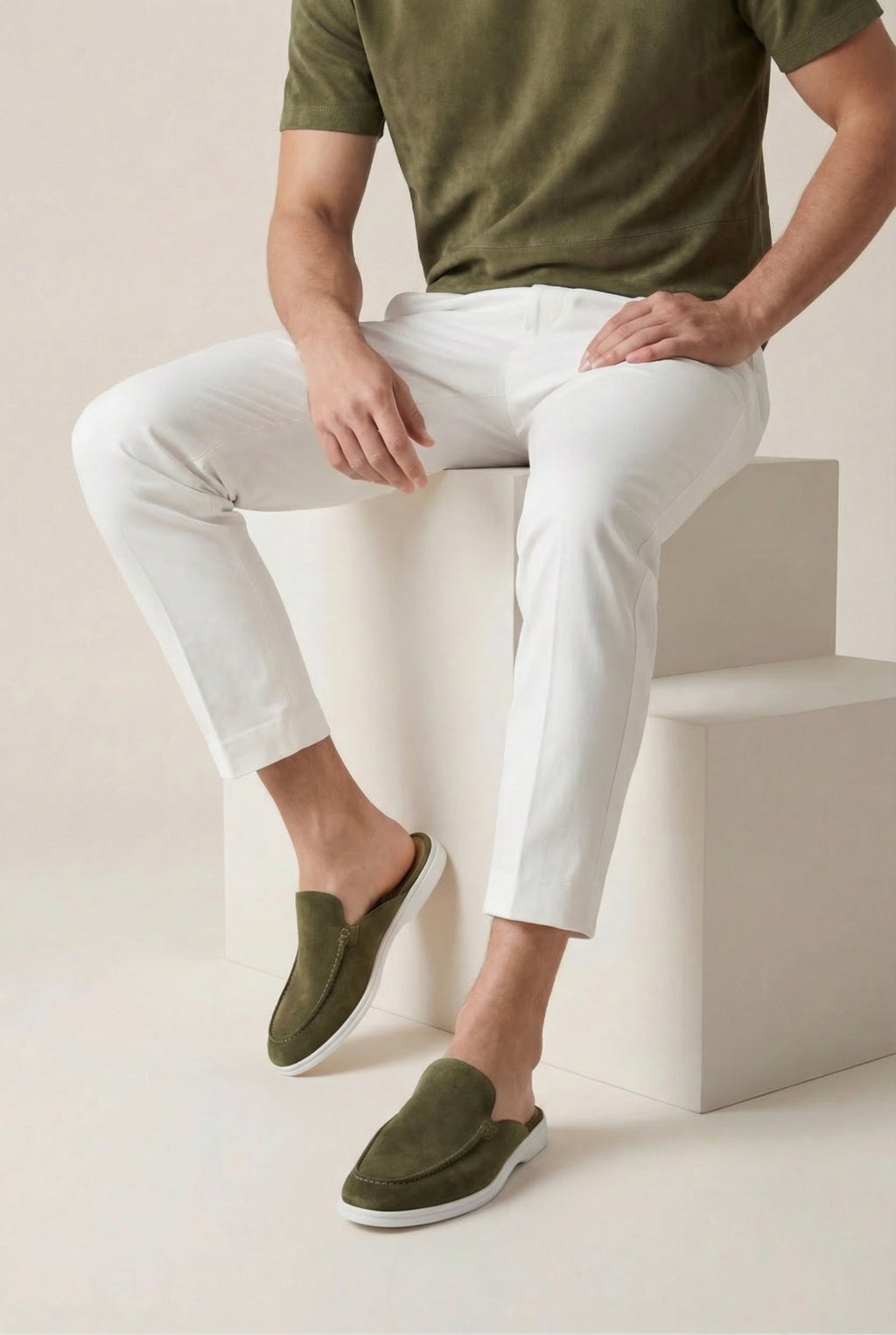 Jacht suede mule salviegrøn