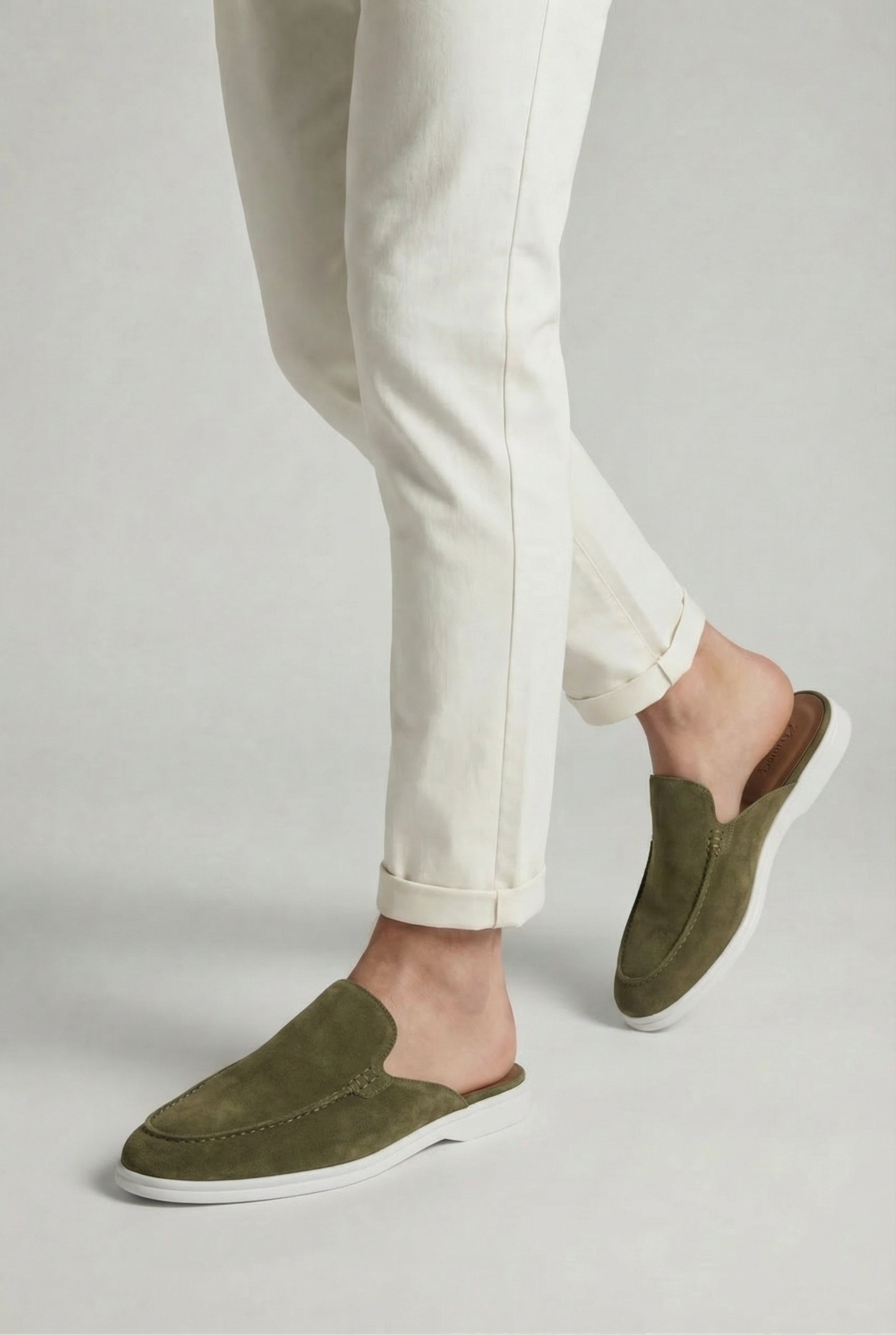 Jacht suede mule salviegrøn