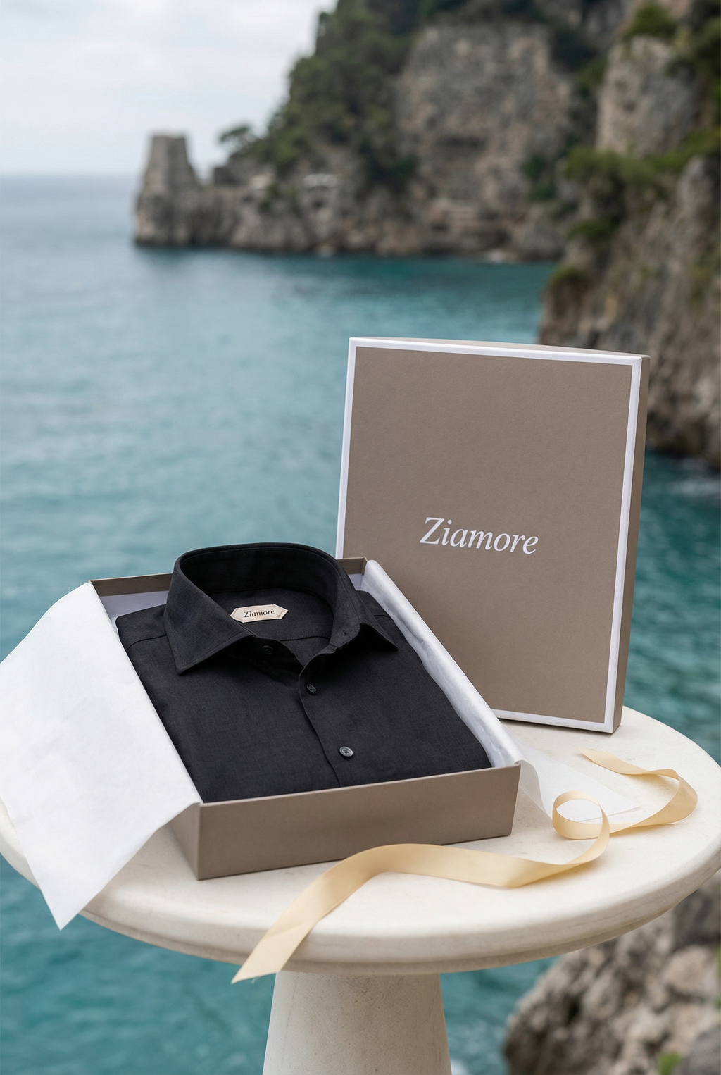 Amalfi langærmet linned skjorte sort