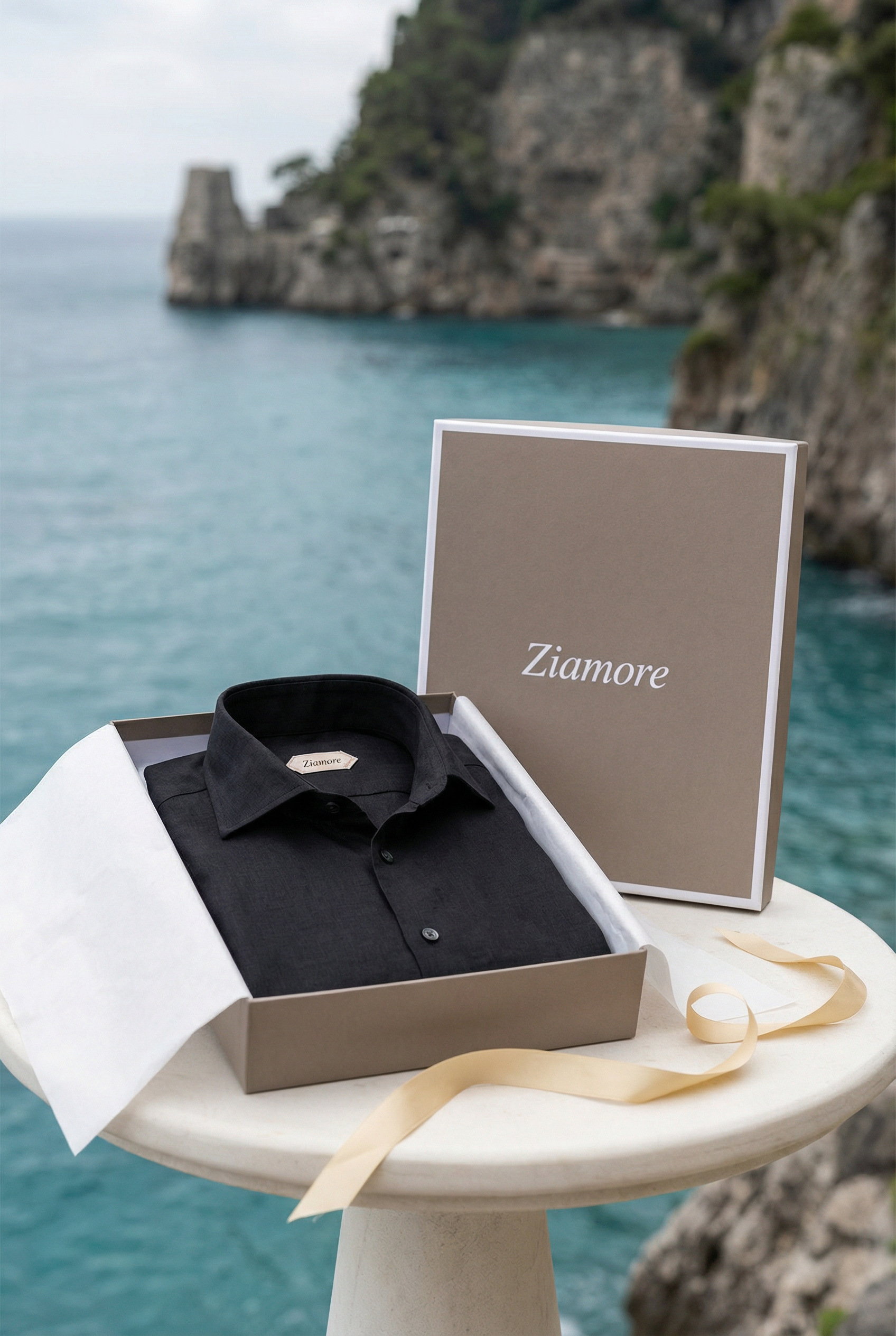 Amalfi langærmet linned skjorte sort