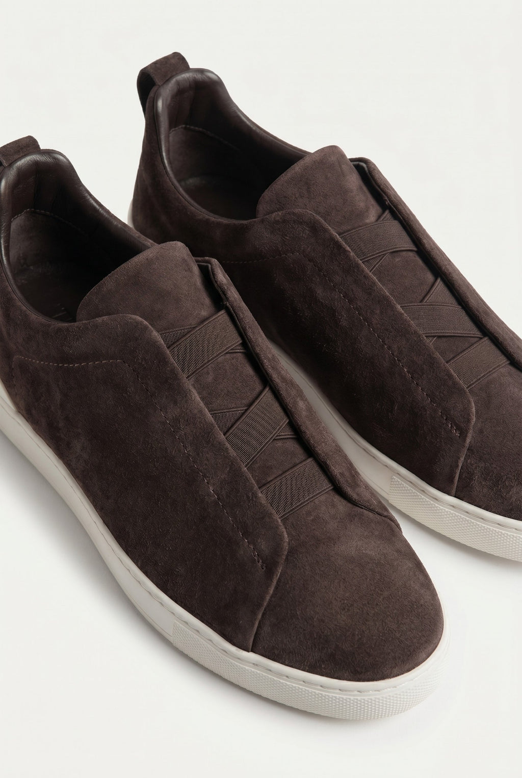 Monaco ruskind tre-søm sneaker chokoladefarvet