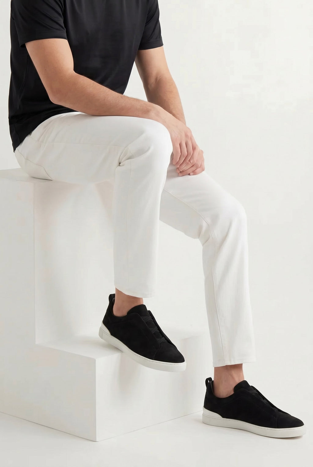 Monaco ruskind tre-søm sneaker sort