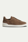 Monaco ruskind tre-søm sneaker taupe