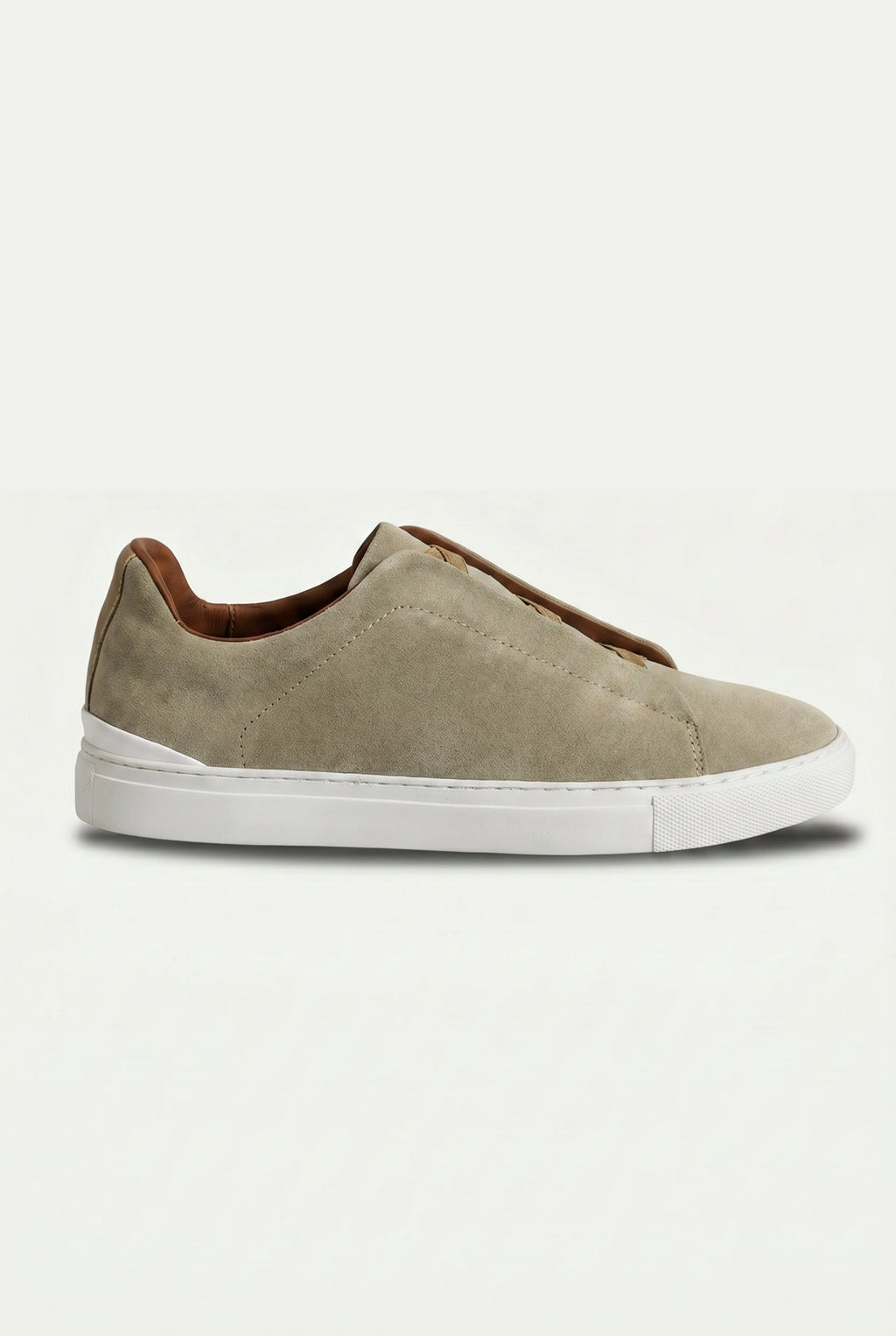 Monaco ruskind-sneaker med tre syninger Saga Olive