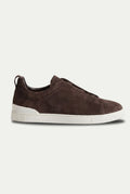 Monaco ruskind tre-søm sneaker chokoladefarvet