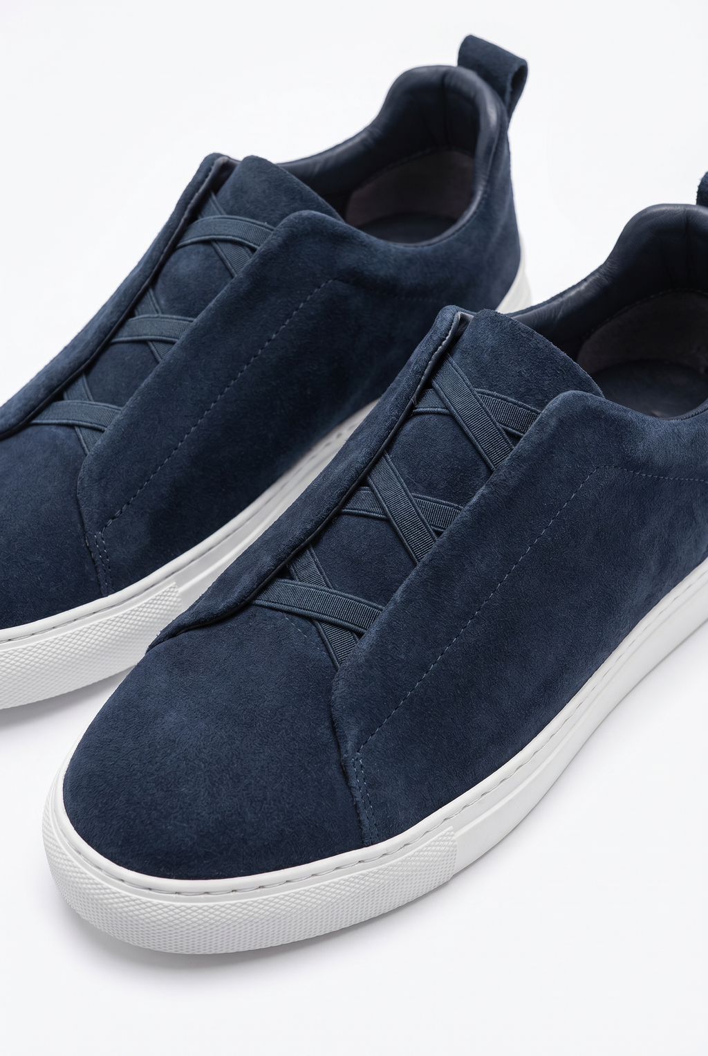 Monaco ruskind tre-søm sneaker marineblå