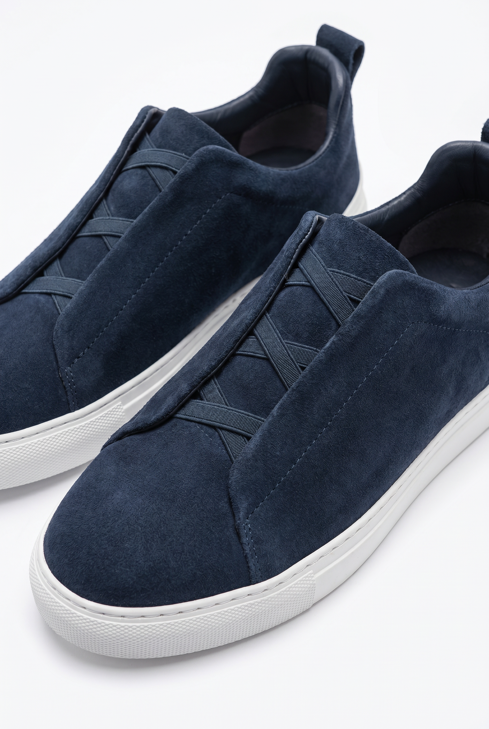 Monaco ruskind tre-søm sneaker marineblå