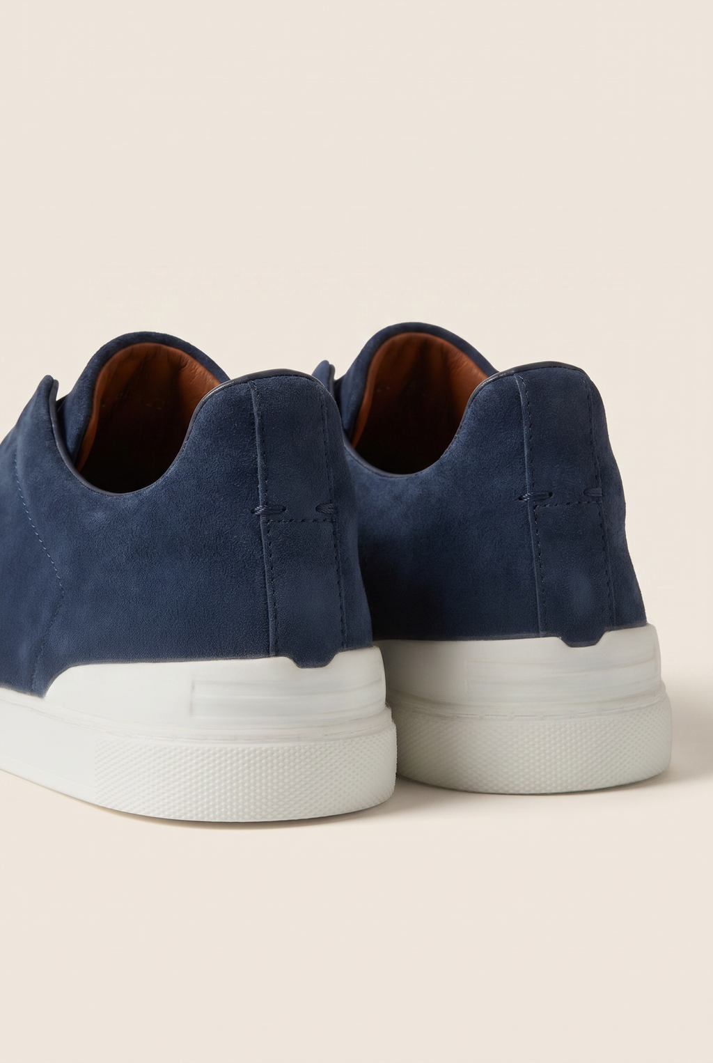 Monaco ruskind tre-søm sneaker marineblå