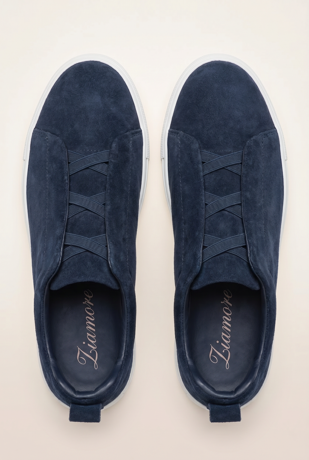 Monaco ruskind tre-søm sneaker marineblå