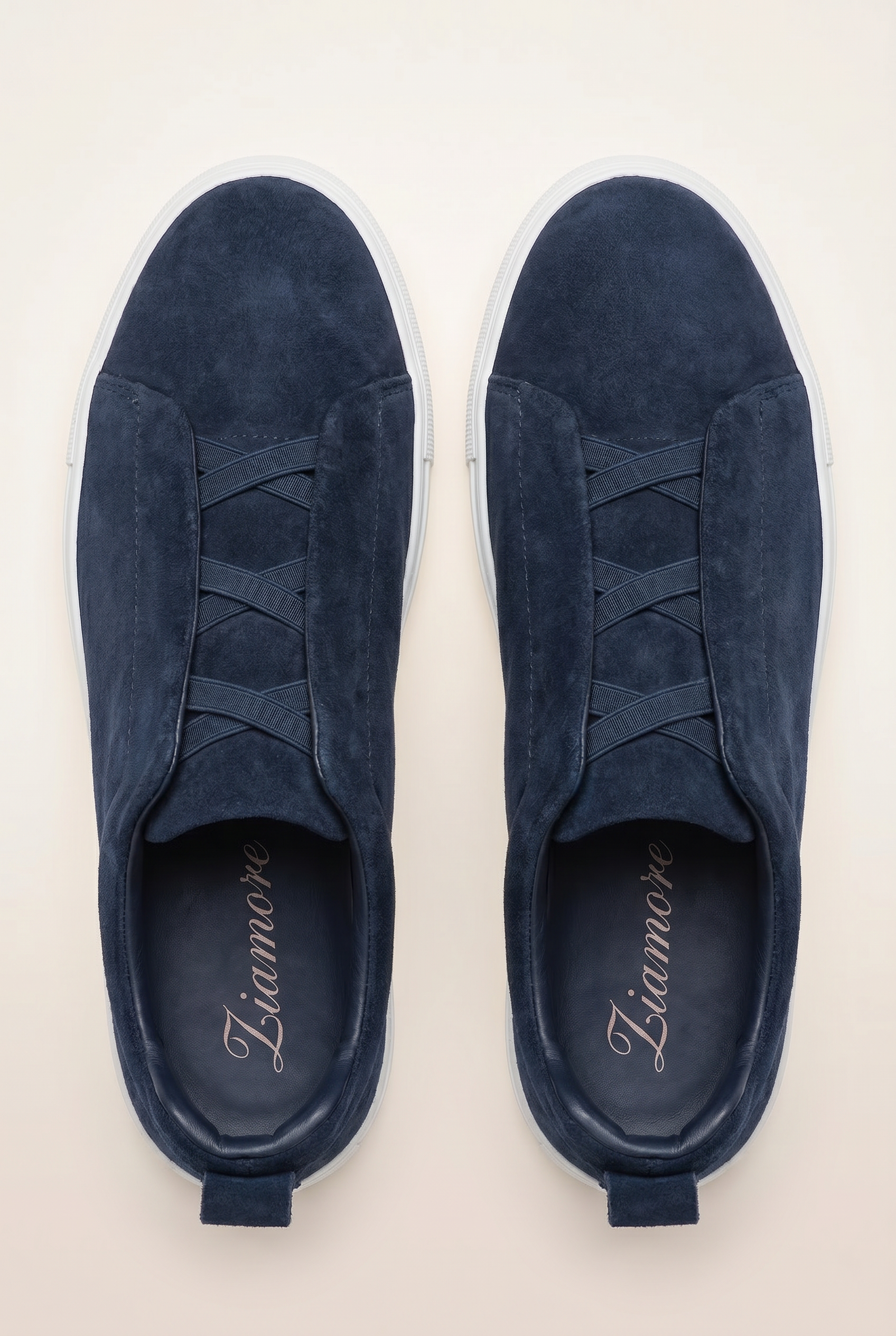 Monaco ruskind tre-søm sneaker marineblå