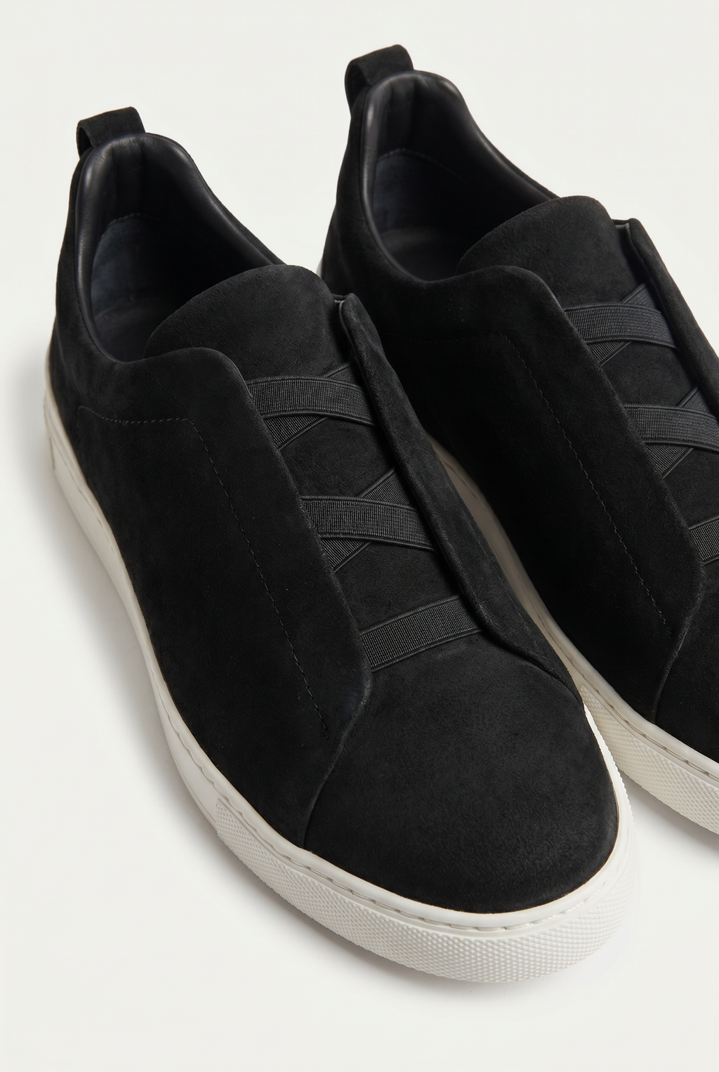 Monaco ruskind tre-søm sneaker sort