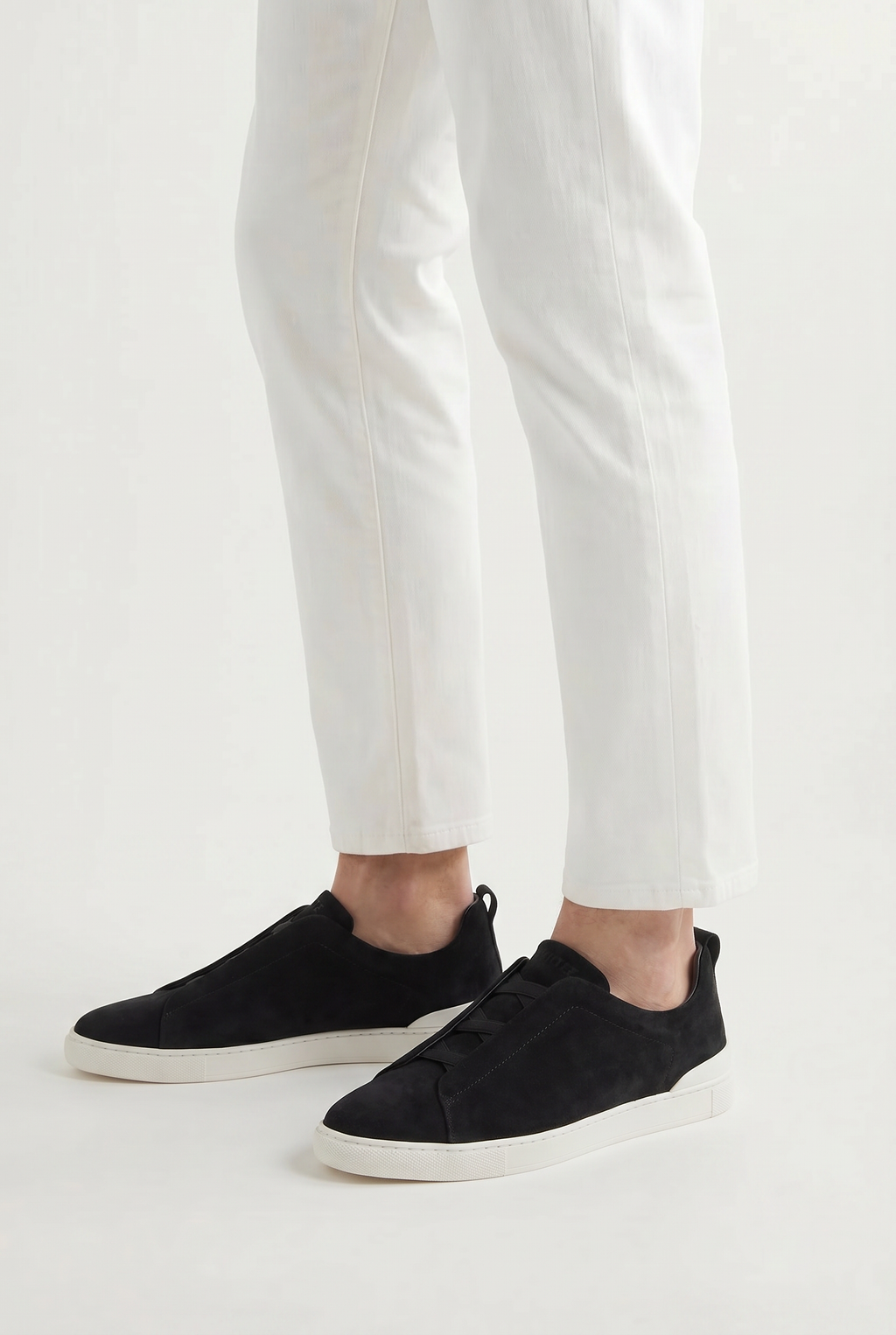 Monaco ruskind tre-søm sneaker sort