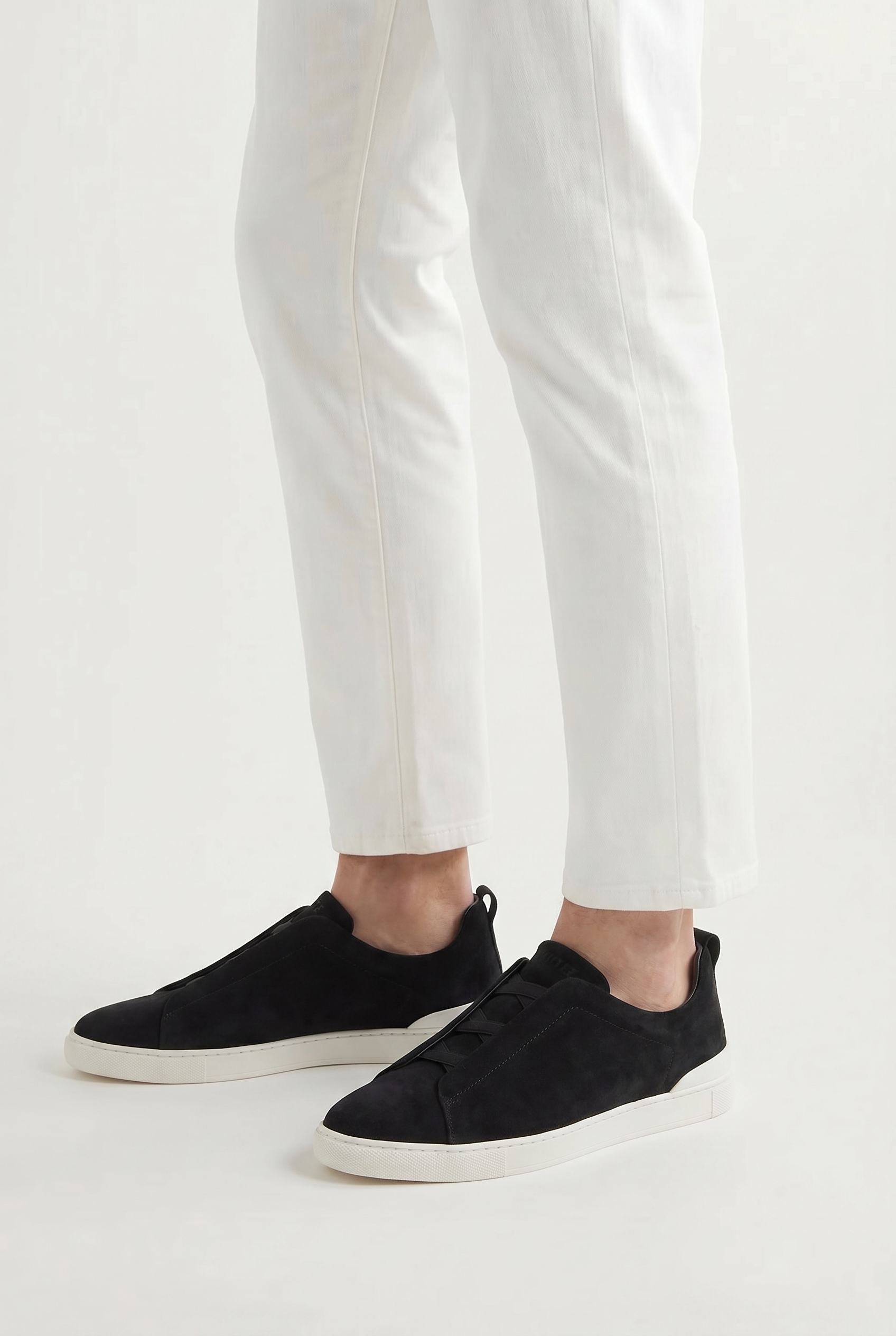 Monaco ruskind tre-søm sneaker sort