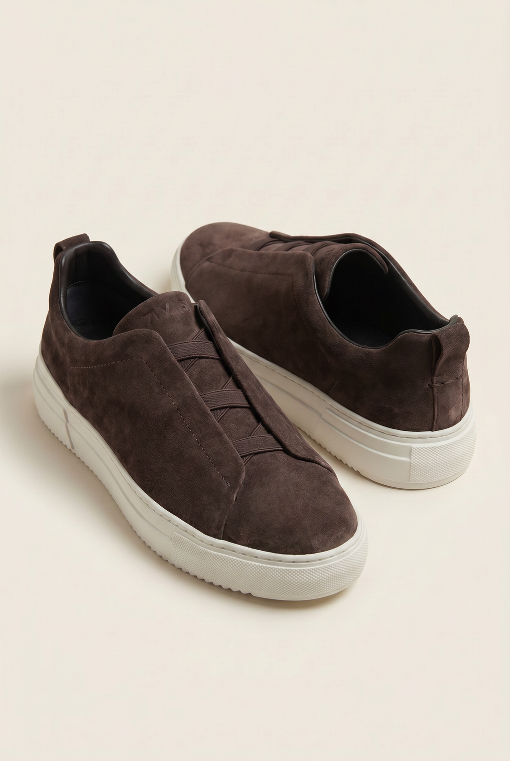 Monaco ruskind tre-søm sneaker chokoladefarvet