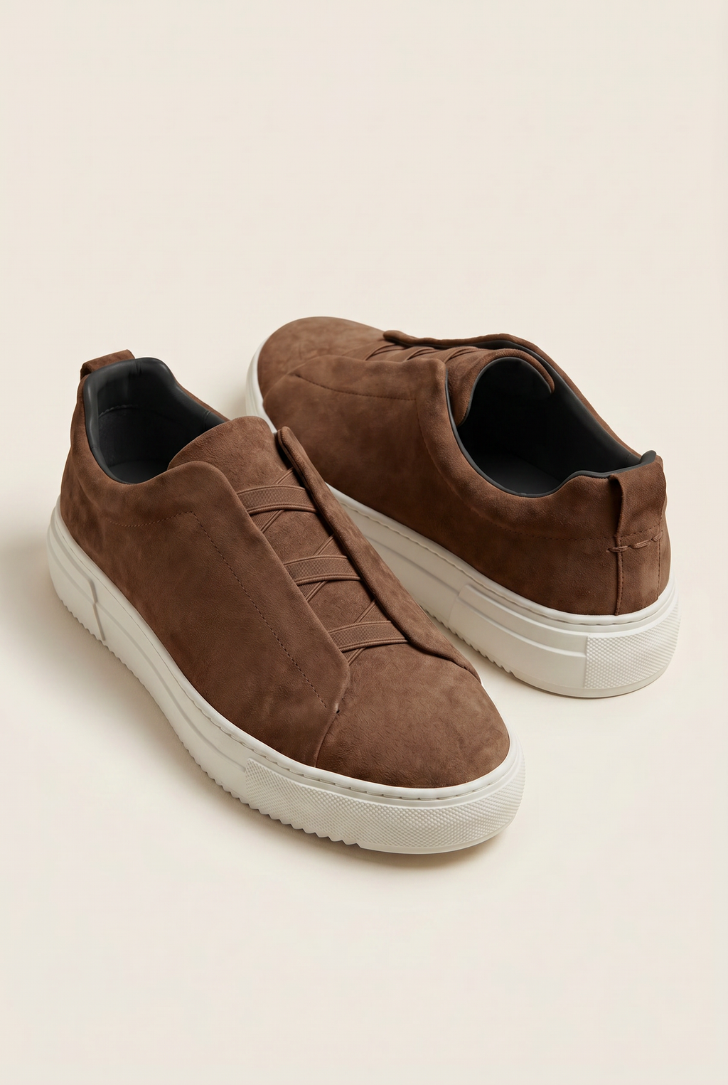Monaco ruskind tre-søm sneaker taupe