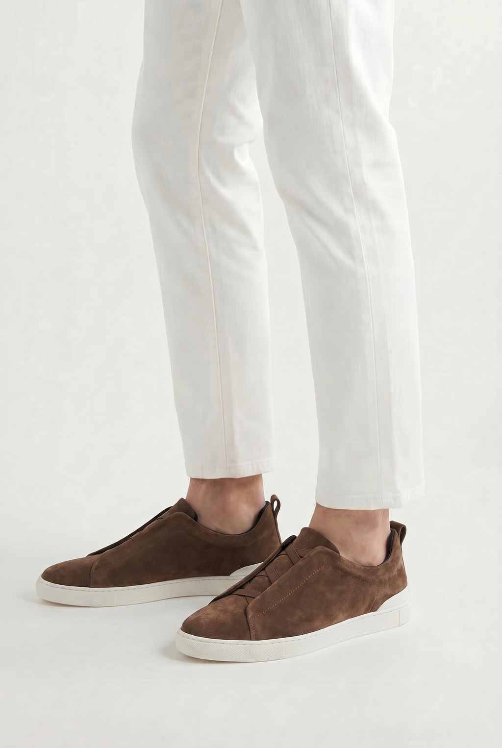 Monaco ruskind tre-søm sneaker taupe