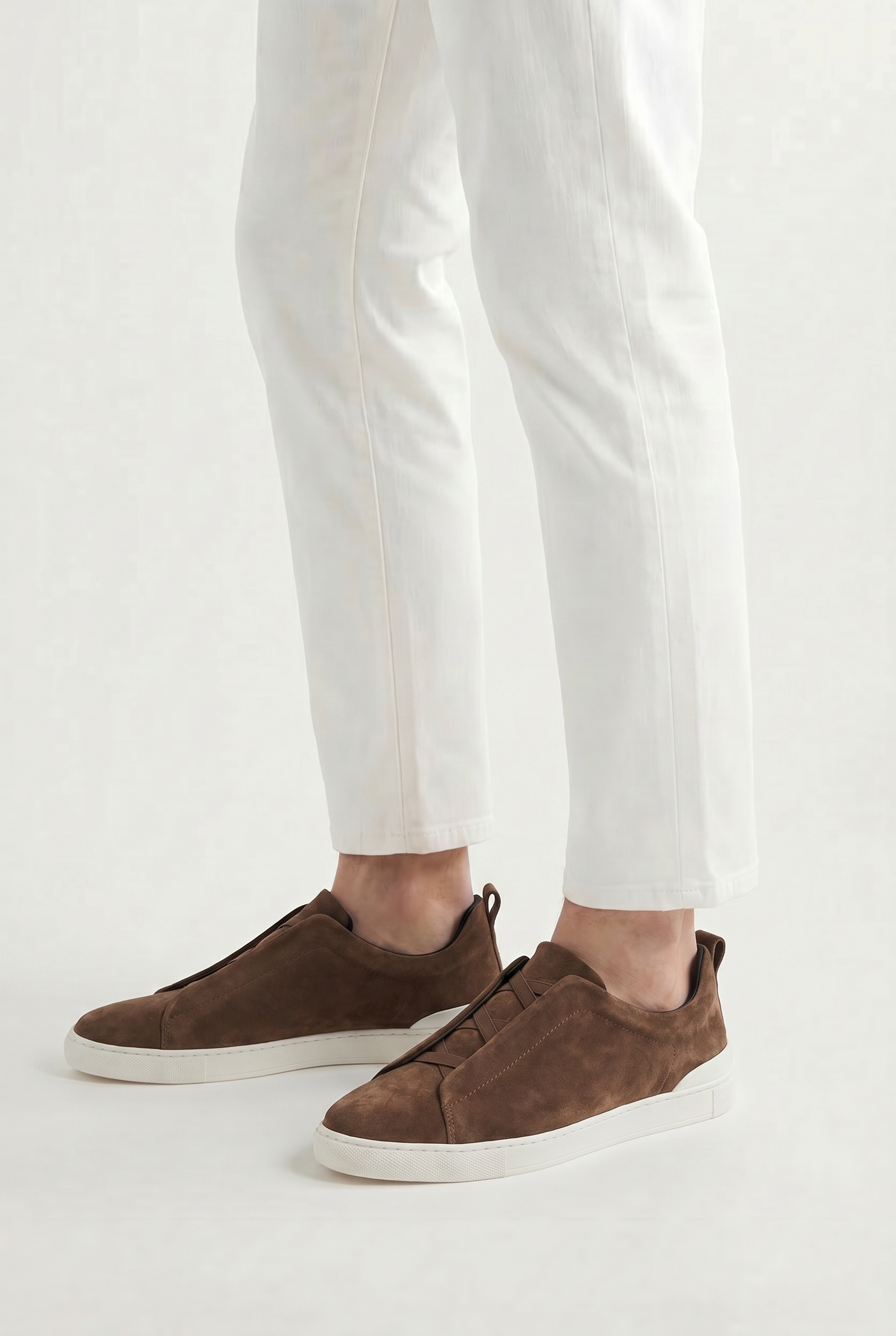 Monaco ruskind tre-søm sneaker taupe