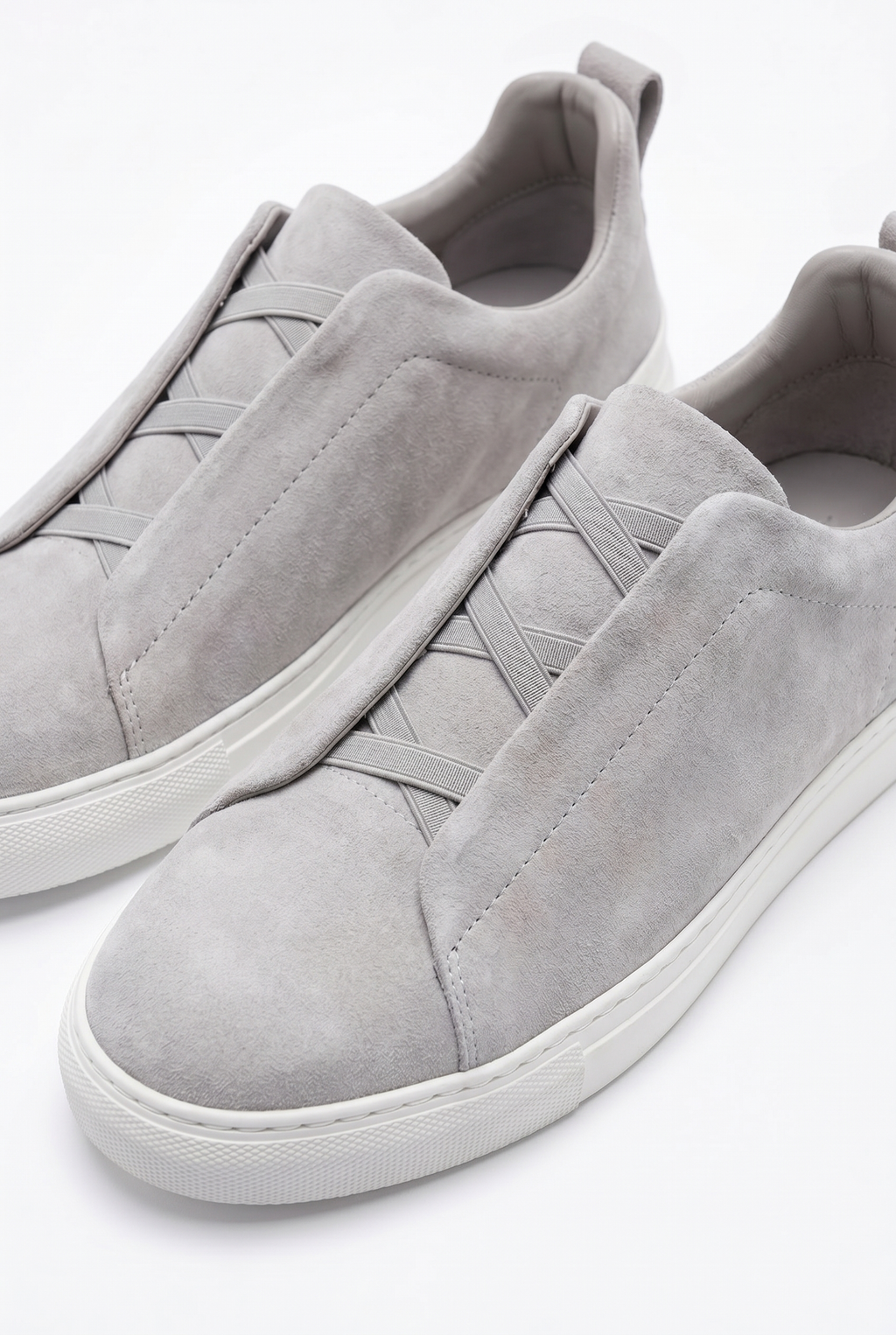 Monaco ruskind tredobbelt syning sneakers grå