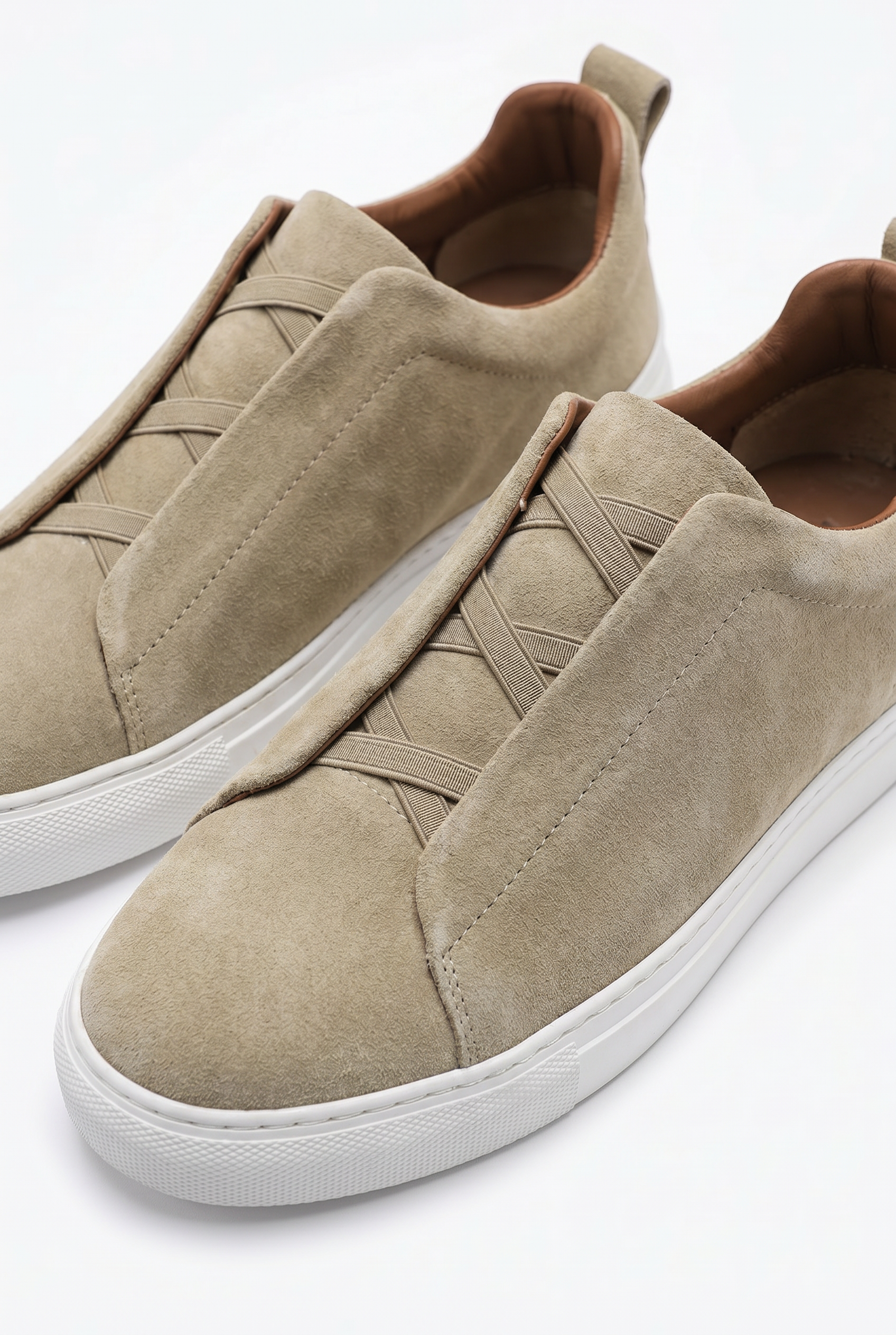 Monaco ruskind-sneaker med tre syninger Saga Olive