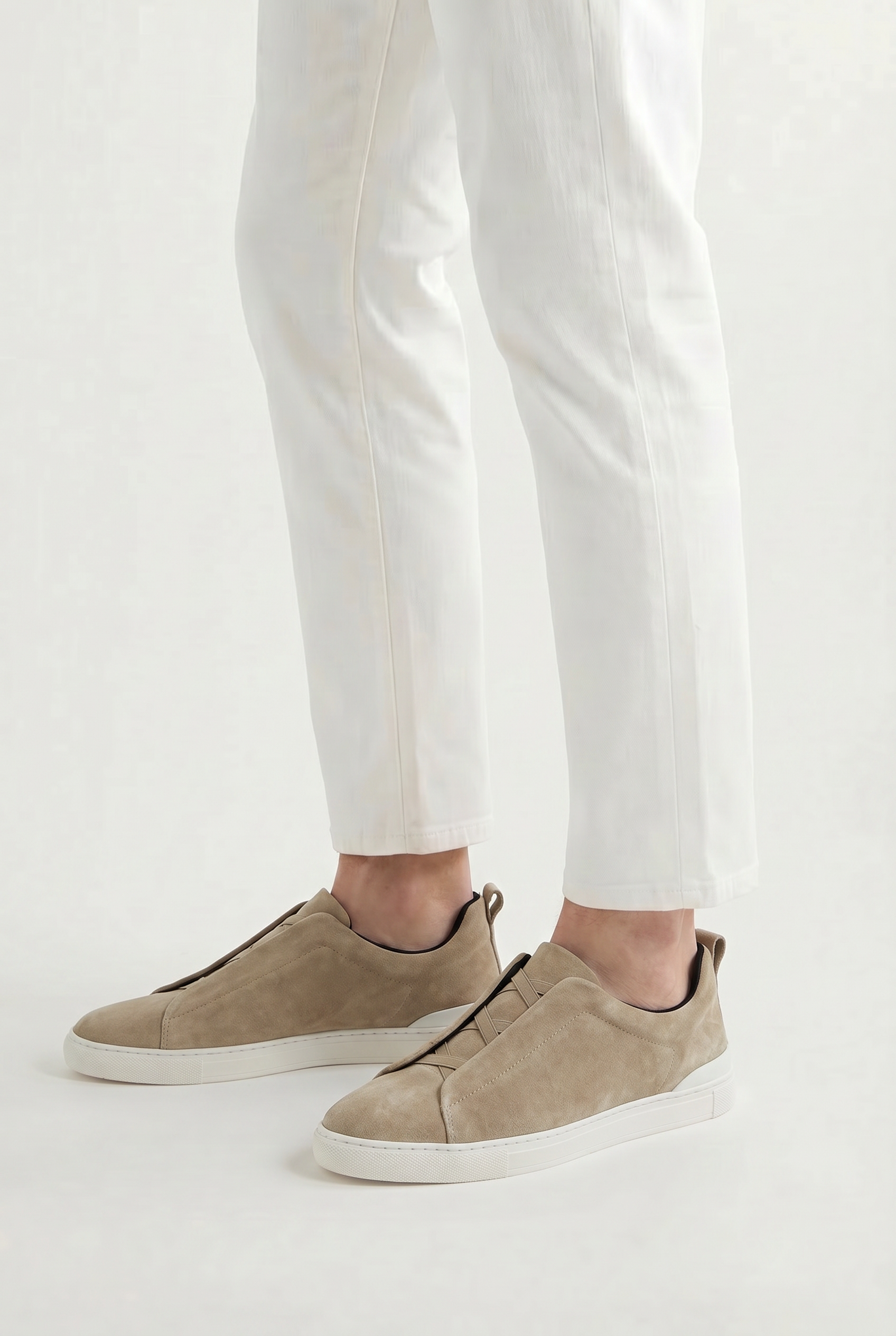Monaco ruskind-sneaker med tre syninger Saga Olive