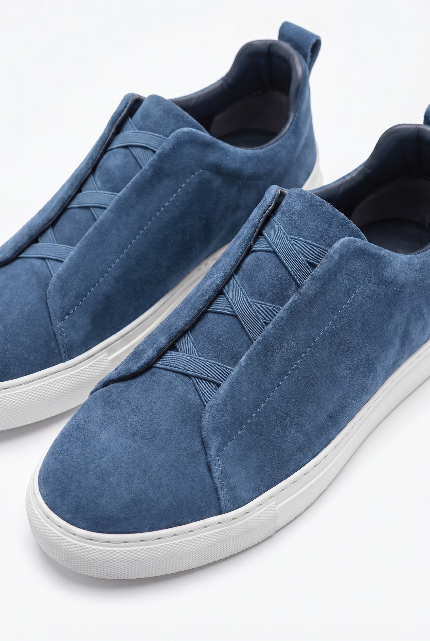 Monaco ruskind tretrådssyning sneaker blå